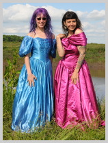  Isabeau and Lady Jennifer meet the mud in gorgeous gowns featuring Lady Jennifer, of Southwold Tower 