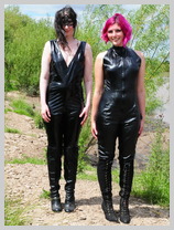  Violet Vixen's first ever mudbath, with Maude, in PVC Catsuits! featuring Maude, the Chamberwench 