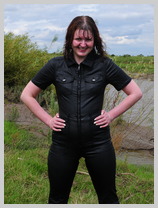 Miss Abigail takes a spectacular mudbath in a tight fitting coated denim jumpsuit featuring Miss Abigail, Mistress of Many Kinks Miss Abigail takes a spectacular mudbath in a tight fitting coated denim jumpsuit featuring Miss Abigail, Mistress of Many Kinks