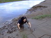 Wendy Household takes to the mudbanks in uniform view details of set gm-2m05, Total mud testing of a working skirt uniform