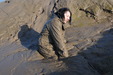 Waterproof Boilersuit Mudbath view details of set gm-2m36, Evelyne the cook takes to the mudbanks in a waterproof hazard suit and wellies