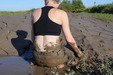Sporty Susie Barefoot Mud view details of set gm-2m66, Playing in the mud in yoga pants and a bra top