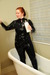 Cynthia Bathes in Latex view details of set gm-2w114, A nice relaxing bubblebath in a black rubber catsuit