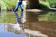 Wet dungarees in the Wilds view details of set gm-2w154, Susie gives herself a soaking in the stream at Eastend Gill