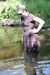 Felicity Tartan River Bath view details of set gm-2w158, Our serving wench takes a refreshing dip in a dress