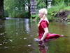 Exploring in Evening Wear view details of set gm-2w45, Modesty's Red Satin River Bath
