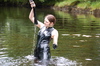 PVC and Boots in the River! view details of set gm-2w61, Chastity takes an outdoor catsuit bath