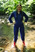 Cold Water Chastity view details of set gm-2w81, Wearing a blue boilersuit and wellies into the cold river