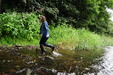Blue jeans in the river view details of set gm-2w98, Chastity takes a fully-clothed dip by the old pack horse bridge