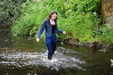 Blue jeans in the river view details of set gm-2w98, Chastity takes a fully-clothed dip by the old pack horse bridge