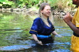 Uniforms in the River view details of set gm-2w99, Serving Wench vs Yellow Nurse, soaking wet!