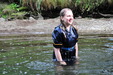 Uniforms in the River view details of set gm-2w99, Serving Wench vs Yellow Nurse, soaking wet!