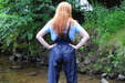 Flexothane Dungarees River Dip view details of set gm-4w044, Lily Kink gets drenched in waterproofs