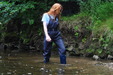 Flexothane Dungarees River Dip view details of set gm-4w044, Lily Kink gets drenched in waterproofs