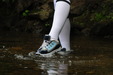 Shiny Nylon Sports Bath view details of set gm-4w045, Lily Kink wears shiny nylon sports shorts into the river