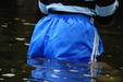 Shiny Nylon Sports Bath view details of set gm-4w045, Lily Kink wears shiny nylon sports shorts into the river