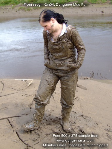 Dungaree Mud Fun! - Wendy wears blue denim dungarees into soft ...