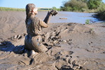 Denim Overalls Mud Bath