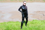 PVC Catsuit, Playboy Heels, Mud!