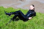 PVC Catsuit, Playboy Heels, Mud!